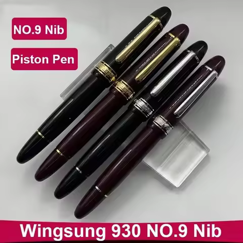 WingSung Smooth Large 930 Resin Piston Fountain Pen N0.9 Iraurita F/M/B Nib Gold/Silver Clip White C