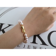 pinkish white 7.5mm akoya pearl beads bracelet, Japanese seawater pearl, gift for girlfriend, gift f