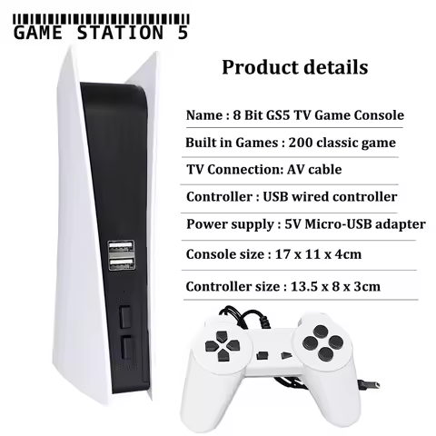 G155 8 Bit Retro Consola Video Juegos 200 Classic Games Built-In GS5 Station USB wireless Handheld G