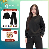Super warm GUNO velvet-lined women's clothing set with embroidered logo and loose pants 25BG222