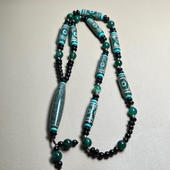 Antique Miscellaneous Natural Old Agate Dzi Bead Necklace Three Eyes 21 Eyes Tibetan Style Beads Men