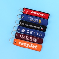 Airline Woven Keychain Lanyard Key Tag Woven Keyring Embroidery Key Ring Pendant Accessories