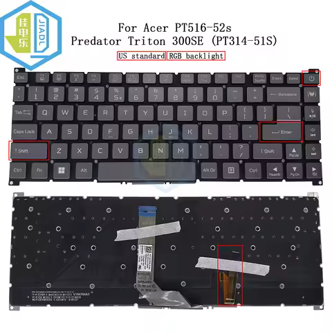 RGB Backlit Keyboard English US For Acer Predator Triton PT516-52S PT516-51S 300SE PT314-51S SG04P-P