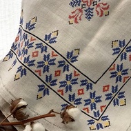 【好日戀物】德國古董圖騰手工刺繡重磅棉麻桌巾少見傳統北方花紋