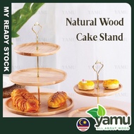 YAMU Dessert Stand Dessert Display High Tea Stand Tempat Letak Kek 3 Tier 2 Tier Cake Stand Wood Cup