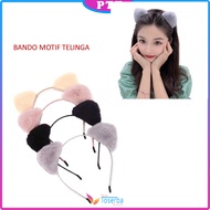 Bando Telinga Kucing Model Bulu halus Lembut Bandana Wanita Korea Cosplay Cat Lucu Bondu Bulu Mouse 