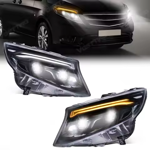 Car LED Lens Front Headlight For Benz Vito W447 2016 2017 2018 2019 2020 2021 2022 2023 Start-up Ani