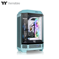 曜越 The Tower 300 松石綠 玻璃透側機殼 (M-ATX/Type-C/內建風扇上2/三面玻璃設計/顯卡400mm/塔散210mm/電源220mm)