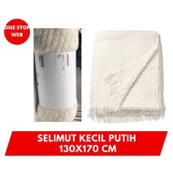 IKHONM00529 Small White Woven Blanket 130x170cm Polyester Throw White Sofa Bed Cover