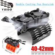 YSIDO Double Cooling Metal Fans Heatsink 40-42mm for 1/8 1/7 RC Car 4068 4076 4082 4092 4268 4274 42