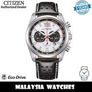 (100% Original) Citizen CA4640-09A Chrono Active Eco Drive Mineral  Glass Stainless Steel Case & Lea