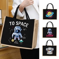Jute Bag Handbag Linen Shoulder Bag Women Shopping Bags Designer Tote Bags Astronaut Pattern burlap 