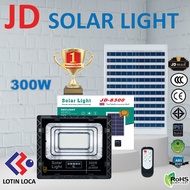 JD 300W LED SMD 565 ดวง ใช้พลังงานแสงอาทิตย์ 100% JD-8300 โคมไฟโซล่าเซลล์ ไฟสว่างทั้งคืน พร้อมรีโมท Solar Light โคมไฟสปอร์ตไลท์ หลอดไฟโซล่าเซล