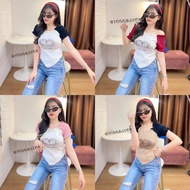 SpinnyHouse Woven T-Shirt Round Neck Short Sleeve Couple Model B-032-4-A