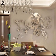 【SA wallpaper】 3D Mirror Flower Wall Sticker Acrylic Art Decal Room Decor