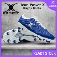 Gilbert Icon Power X Rugby Boots (8 Studs) Rugby Boot Kasut Ragbi Kasut Bola Padang Blue
