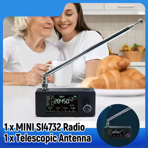 MINI SI4732 Radio 0.5-108mhz Portable Radio 1.9inch IPS Screen Pocket Mini Radio with Telescopic Ant