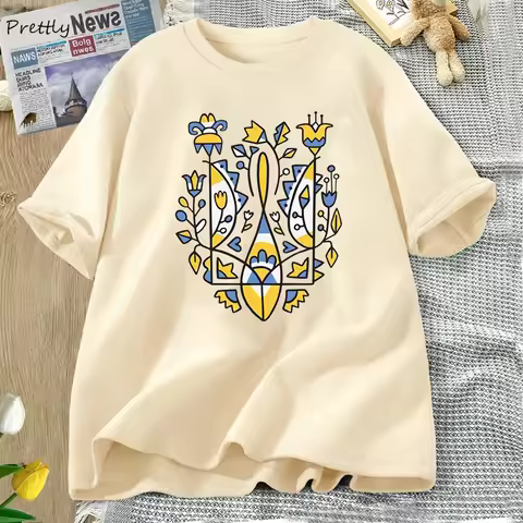 Ukrainian Trident T-shirt Women Men Cotton Ukraine T-Shirt Unisex Ukraine Graphic T Shirts Oversized