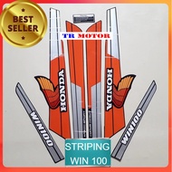 Striping sticker polet list motorbike honda win 100 1989 silver-orange list body standard