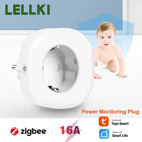 LELLKI Zigbee Plug Wall Socket EU BR IT JP FR IL 16A Smart Adaptor Power Monitoring Remote Voice Con