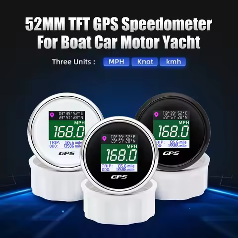 New 52MM Digital GPS Speedometer With GPS Antenna For Boat Car Motor Yacht TFT Screen Waterproof Odo