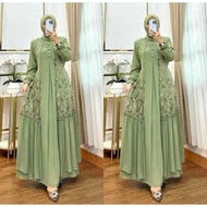 Latest Women's Gamis Alluna Dress BV Ceruty Baby Doll Material Mix Brocade Pearl Application LD 100-