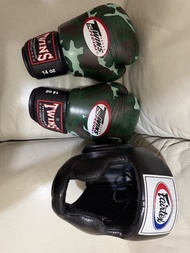 TWINS 真皮 14oz 拳套 , Fairtex 頭套