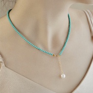 Turquoise Pearl Necklace|Light Luxury Niche Xiaomi Beads Beads|Good Luck Meaning