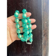 Cat's eye blue imitation stone plastic necklace with beads 12 to 15 mm long, 46 cm long, new Japanes
