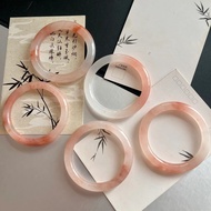 Vòng Tay Ngọc Bích Màu Hồng Tự Nhiên Cho Nữ Vòng Tay Dây Tròn Mỏng Bằng Ngọc Bích Đỏ Phong Cách Cổ Đ