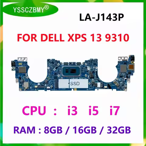 LA-J143P For DELL XPS 13 9310 Laptop Motherboard 08607K 0DXP1F 0MRT12 with CPU i3 i5 i7 / RAM 8GB 16