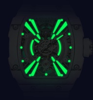 Haofa Automatic Men's Watch Middle Size Skeleton Mechanical Wrist Watches for Men Carbon Fiber Bezel