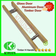 60cm solid wood H handle Tempered glass door handle wood door iron door aluminium door handel kayu pintu kaca kayu besi