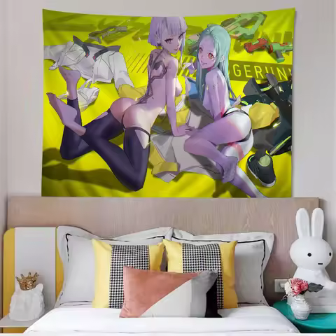 Anime C-Cyberpunk E-Edgerunners Colorful Tapestry Wall Hanging Bohemian Wall Tapestries Mandala Wall