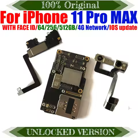 100%Working Unlocked Motherboard For iPhone 11 Pro Max Logic Main Board With Face ID Fully Tested Su