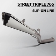 For Triumph Street Triple 765 765R 765S 765RS 2017-2024 Motorcycle Slip on Line Exhaust Middle Pipe 