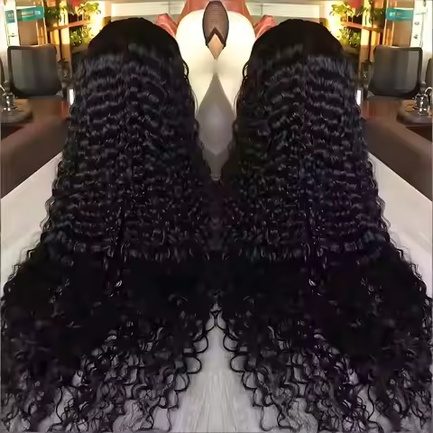 40 44 Inch Deep Wave 13x6 Hd Water Wave Curly Lace Frontal Human Hair Wigs 200 Density Hd Lace Front