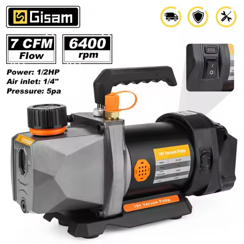 Gisam 1/2HP 7CFM Refrigerant Vacuum Pump 1/4 Air inlet Refrigeration for Car House Air Conditioning 