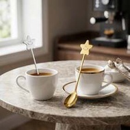 1pc/5pcs Premium Stainless Steel Stirring Spoon Star Smiling Face Coffee Spoon Creative Cake Spoon G