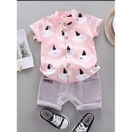 [READY STOCK/ LOCAL FAST DELIVERY] Neil Cloud Printed Pink Tee & Shorts