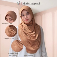 M&H 3D EMBOSSED Flower Print So Kindly Ribbed Knitted Instant Hijab Malaysian Sukob / Misre