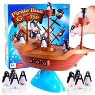 เกมเรือโจรสลัดนกเพนกวิน เกมส์ทรงตัวแพนกวิน Boat pirates เกมกระดาษพลัดกันวางแพนกวินให้สมดุล ของเล่น ส