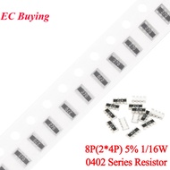 100PCS 0402 Network Resistor 5% 8P 2x4P 1/16W 0 30 33 51 56 68 75 82 100 220 470 1K 1.5K 2K 5.1K 6.8