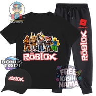 Roblox Motif Boys and Girls T-Shirt and jogger Pants Set with Bonus Hat and can be given a name