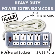 Ổ power plug smart 5 plugs 2 ports USB charger 9 universal socket wire long 1.8 meters-drive electri