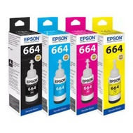 Epson T664 100% Original Refill Ink (BK/C/Y/M) L210 L360 L310 L365 L310 L200 Inket Printer