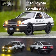 INITIAL D Toyota Corolla AE86รถโลหะผสมรุ่นของเล่นหล่อจากเหล็กกับ Pull Back 1/4แบบจำลองขนาดเล็กของเล่นรถโลหะสำหรับของขวัญสำหรับเด็ก