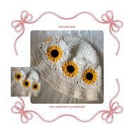 Crochet Sunflower Bucket Hat • Crochet bucket hat • crocheted bucket hat • gift