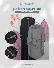 GAMIS ZAAYRA ALWA HIJAB TERBARU | Gamis Dewasa Muslimah Terlaris Baju Muslim Hitam Bordir Premium AL