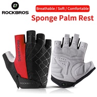 hotx【DT】 ROCKBROS Short Gloves Breathable Shockproof MTB Road Half Cycling